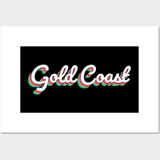 Gold Coast Australia Retro Script Posters and Art